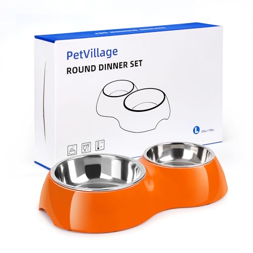PetVillage Erhöhtes Hundenapf-Set, rutschfester, erhöhter Futternapf für Haustiere mit mittelgroßen (284 g) und großen (567 g) Edelstahlnäpfen, inklusive robustem Harzständer für Welpen, erwachsene von Petvillage