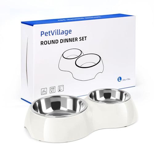 Petvillage Hundenäpfe für Hunde, 2 Futternäpfe und Futternäpfe, inklusive mittelgroßen (411 ml) und großen (880 ml) Schüsseln und rutschfester Harzstation, Futternäpfe für Welpen, mittelgroße Hunde von Petvillage
