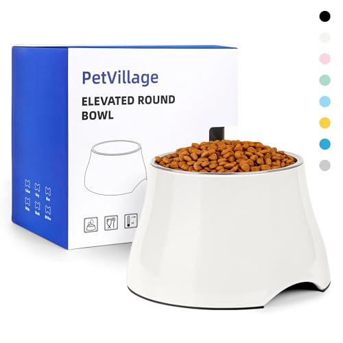 Petvillage Hundenapf, kegelfreundlich, rutschfest, mit Edelstahl-Innenseite, erhöhte Näpfe für kleine Hunde, Spaniel-Hunde, langes Ohr, hohe Kapazität, M/2 Tassen, Weiß von Petvillage