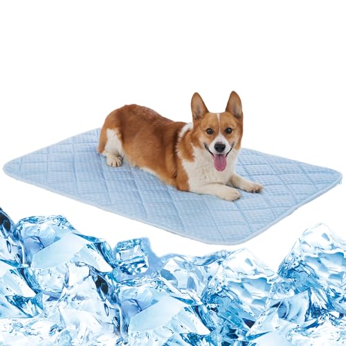 Kühlmatte für Hunde, verdicktes Kühlkissen, langlebig und maschinenwaschbar, für drinnen und draußen, in Kiste, Zwinger, Bett, Größe XL – 111,8 x 81,3 cm von Petvolve