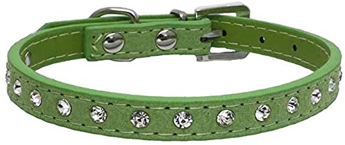 Hundehalsband, Kristall, Strasssteine, PU-Leder, für Welpen, Katzen, Halsband (Grün, XXS) von Pety Pet