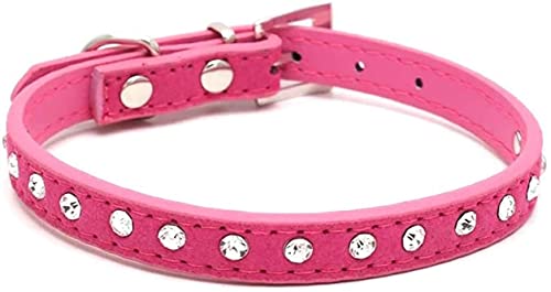 Hundehalsband, Kristall, Strasssteine, PU-Leder, für Welpen, Katzen, Halsband (Rosarot, M) von Pety Pet