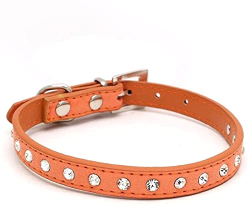 Hundehalsband, Kristall, Strasssteine, PU-Leder, für Welpen, Katzen, Halskette, Umhängeband (Orange, S) von Pety Pet