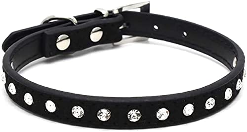 Hundehalsband, Kristall, Strasssteine, PU-Leder, für Welpen, Katzen, Halskette (Schwarz, XXS) von Pety Pet