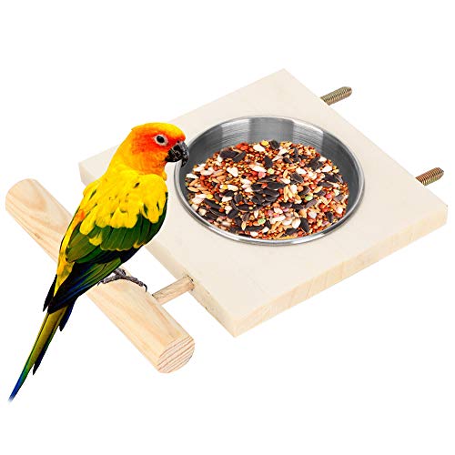 Futterschale für Vögel aus Edelstahl, für Käfig, Zubehör für Papageien, mit Halterung für Vögel, Sittiche, Sittiche von Petyoung