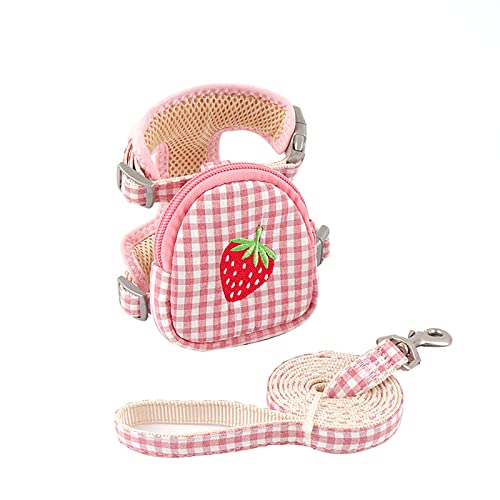Katzengeschirr mit Leine, Softgeschirr mit Rucksack für Katze Brustgeschirr Cat Harness Katzengarnitur ausbruchsicher verstellbar Katzenweste für Katze im Freien Spaziergänge Reisen (Rose, M) von Petyoung