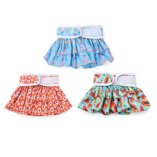 Petyoung 3 Pack Washable Dog Diapers Dress, Reusable Highly Absorbent Female Dog Diapers Dog Dresses for Dogs in Heat, Period, Incontinence, or Excitable Urination von Petyoung