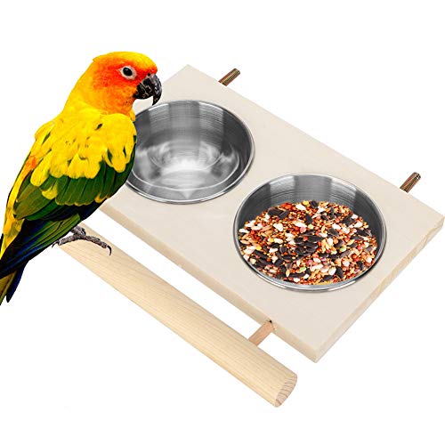 Petyoung Edelstahl Vogelfütterungsschale für Papageien, Sittiche & Co. - Multifunktionaler Futter- & Wassernapf mit Ständer für Heimvögel von Petyoung