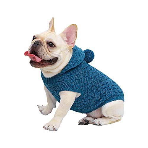 Petyoung Einfarbig Hund Pullover Weste Haustier Weichen Stricken Wolle Mit Kapuze Pullover Strick Crochet Mantel Kleidung von Petyoung