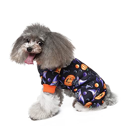 Petyoung Halloween Hund Overall Hund Pyjamas Kürbis Hund Pjs Onesie Dehnbar Weiche Material für Kleine Mittelgroße Hunde von Petyoung