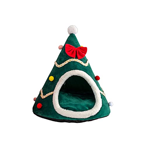 Petyoung Pet Bett Weihnachten Schwamm Pet Bett Weihnachten Hut Nest mit Kissen für Katzen Hunde von Petyoung