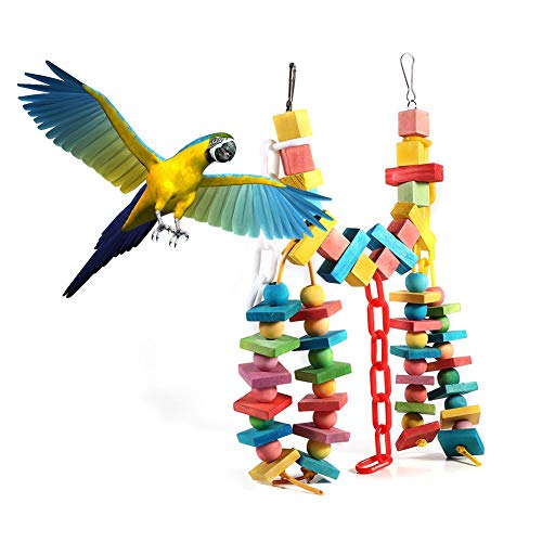 Petyoung Papagei Spielzeug Bunte Papageienkäfig Holz Kauen Biss Spielzeug Haustier Vogel Hängen Schaukel für Große Und Kleine Papageien Und Vögel von Petyoung
