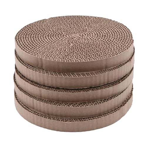 Kratzpads für Katzen, rund, Karton, Ersatz-Kratzeinsatz, Nachfüll-Kratzkissen, 25,8 cm Durchmesser, Katzenminze enthalten, 5 Stück Kratzpads für Katzen, rund, Karton, Ersatz-Kratzeinsatz, Nachfüll-Kratzkissen, 25,8 cm Durchmesser, Katzenminze enthalten, 5 Stück von Petz Trendz