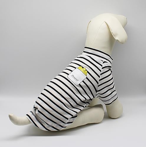 Petzzi Haustier-T-Shirt für Hunde und Katzen, leicht, gestreift, mit bedruckter Tasche, Größe XXL, Schwarz/Weiß gestreift von Petzzi