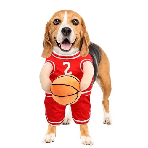 Peufcmi Basketball-Spieler-Haustierkostüm, Hunde-Basketball-Kleidung | Hund hält Basketballkleidung mit Ball,Atmungsaktive große Katze mit Basketball-Kleidung für Halloween-Cosplay von Peufcmi