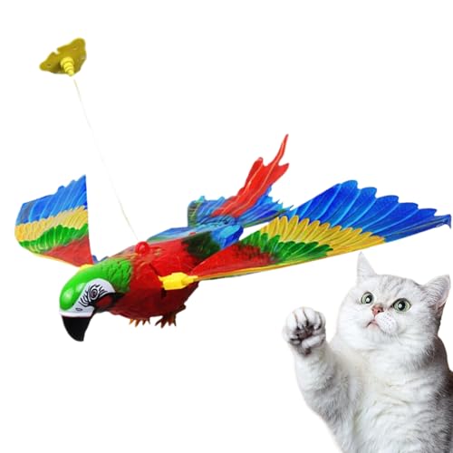 Peufcmi Fliegendes Vogel Spielzeug Für Katzen | Elektronischer Vogel Mit Licht Und Sound | Indoor Aufhängbares Simulationselektronik Spiel | Gegen Langeweile Jagdtraining Springübungen Decke von Peufcmi
