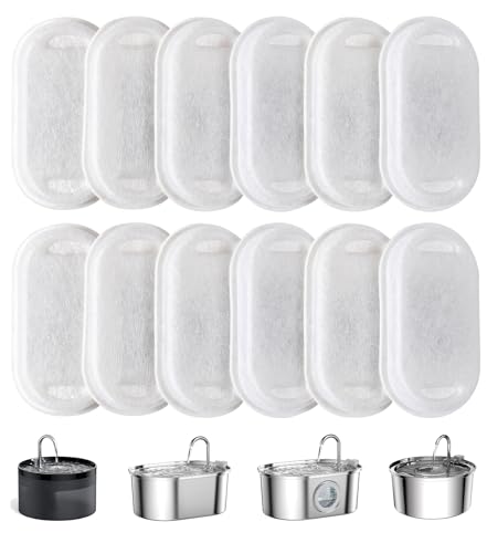 PewinGo Katzen-Brunnen-Filter - 12 Filter für 3.2L/2L/1.8L Trinkbrunnen, Mehrfache Dreifach-Filtration von PewinGo