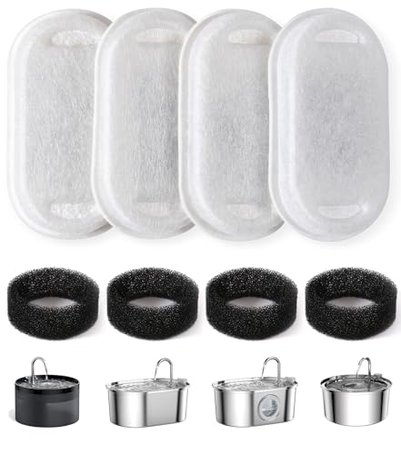 8Pcs PewinGo Katze-Wasser-Brunnen-Filter, 4 Aktivkohle-Filter u. 4 Schaumstoff-Schwamm-Filter-Dreifach-Filtration-Haustier-Wasser-Brunnen-Filter-Ersatz für 3.2L/2L Wasser-Brunnen 8Pcs PewinGo Katze-Wasser-Brunnen-Filter, 4 Aktivkohle-Filter u. 4 Schaumstoff-Schwamm-Filter-Dreifach-Filtration-Haustier-Wasser-Brunnen-Filter-Ersatz für 3.2L/2L Wasser-Brunnen von PewinGo