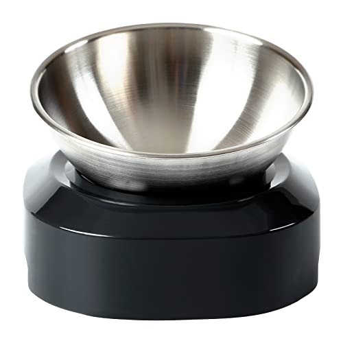 PewinGo Katzennapf-15°Kipphals-Schutzschale Edelstahl Lebensmittelqualität, Maschinenwaschbar,rutschfeste Silikonbasis,für Haustiere Katzen und Welpen - Einzelne Schüssel von PewinGo