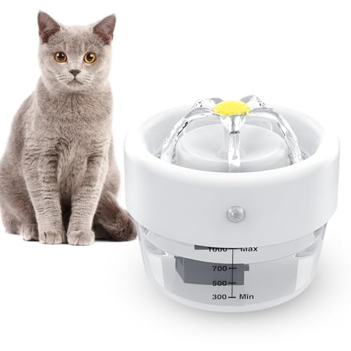 Katzenbrunnen Trinkbrunnen für Katze,1L Katzenbrunnen Kabellos mit 0–3 m/120° Bewegungsmelde, Batteriebetrieben Katzentrinkbrunnen, Leise Wasserpumpe wasserbrunnen für Katzen Cat Katzenbrunnen Trinkbrunnen für Katze,1L Katzenbrunnen Kabellos mit 0–3 m/120° Bewegungsmelde, Batteriebetrieben Katzentrinkbrunnen, Leise Wasserpumpe wasserbrunnen für Katzen Cat von Pewkim