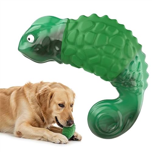 Pewkim Chamäleon Hundespielzeug, Unzerstörbares Hundespielzeug, Unkaputtbar Kauspielzeug Hund mit Naturkautschuk, Nylon Material für Kleine,Mittelgroße-Grün von Pewkim