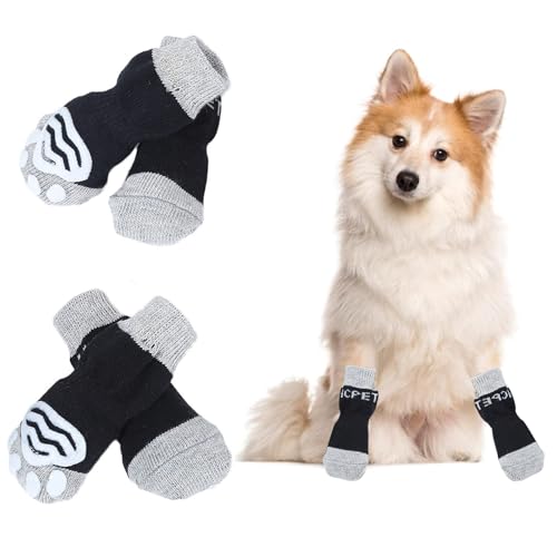 2 Paar Hundesocken, Pfotenschutz für Hunde und Katzen, mit wasserdichter Gummi-Unterseite, für kleine Hunde, Welpen, drinnen und draußen, Hartholzboden, Größe M 2 Paar Hundesocken, Pfotenschutz für Hunde und Katzen, mit wasserdichter Gummi-Unterseite, für kleine Hunde, Welpen, drinnen und draußen, Hartholzboden, Größe M von Peysaitr