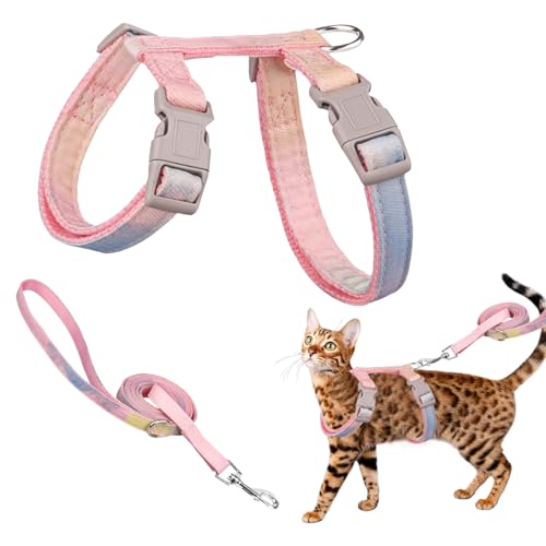 Ausbruchsicheres Katzengeschirr Set, Katzengeschirr und Leine, Atmungsaktive Katzenleine, Weiches Welpengeschirr Verstellbares Haustierwestengeschirr für kleine Katzen Spaziergänge im Freien (S, Rosa Ausbruchsicheres Katzengeschirr Set, Katzengeschirr und Leine, Atmungsaktive Katzenleine, Weiches Welpengeschirr Verstellbares Haustierwestengeschirr für kleine Katzen Spaziergänge im Freien (S, Rosa von Peysaitr