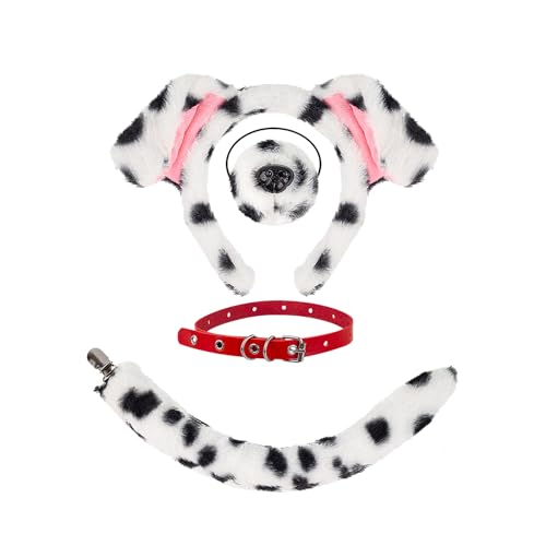 Dalmatiner-Hundekostüm-Set, inklusive Hundeohren, Stirnband, Nasenschwanz, Verkleidung für Halloween, Cosplay und Party Dalmatiner-Hundekostüm-Set, inklusive Hundeohren, Stirnband, Nasenschwanz, Verkleidung für Halloween, Cosplay und Party von Peysaitr