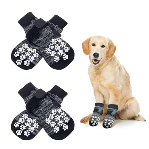 Hochwertige rutschfeste Hundesocken für Hartholzböden, Hundeschuhe für heiße/kalte Gehwege, verhindert Lecken, Verrutschen und ideal als Pfotenschutz (Grau, M) von Peysaitr