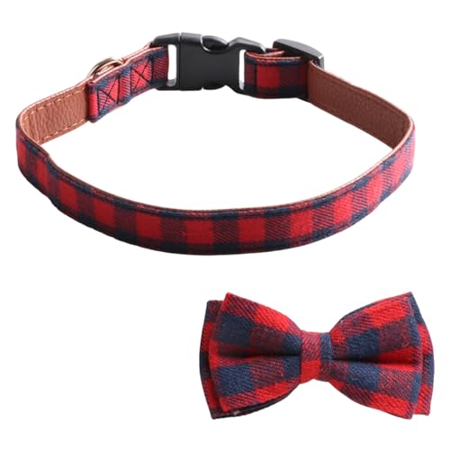 Hundehalsband aus Baumwolle mit Fliege, Hundehalsband mit abnehmbarer Fliege, verstellbares Hundehalsband, bequemes Halsband, rote Weihnachts-Hundehalsband-Schleife für kleine Hunde, Welpen und Katzen Hundehalsband aus Baumwolle mit Fliege, Hundehalsband mit abnehmbarer Fliege, verstellbares Hundehalsband, bequemes Halsband, rote Weihnachts-Hundehalsband-Schleife für kleine Hunde, Welpen und Katzen von Peysaitr