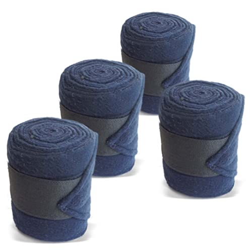 Bandagen fürs Pferd aus Fleece mit Klettverschluss - Fleecebandagen Pferd im 4er Set mit praktischer Aufbewahrungstasche (Mini Shetland Pony (Mini Shetty), Navyblau) von Pferdelinis