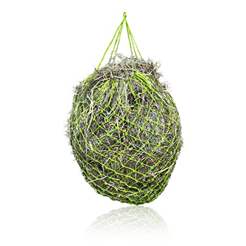 Extra großes Heunetz für Pferde 5 x 5 cm Maschen artgerechte Fütterung verbesserte Verdauung Heusack für unterwegs Futtersack für Ponys Jungpferde alte Pferde Ziegen (1x Hellgruen) von Pferdelinis