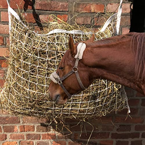 Heunetz für Pferde eckig in weiß Heunetz engmaschig 3x3 cm für verlängerte Fresszeit, grosses Heunetz 120cm x 90cm, 9kg von Pferdelinis