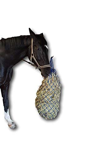 Heunetz für Pferde engmaschig 5x5cm Netz artgerechte Fütterung verbessert Verdauung & Wohlbefinden der Tiere Futter Stroh Futternetz Heusack - in blau, Länge ca. 106cm, ca. 3,5 kg Füllgewicht von Pferdelinis