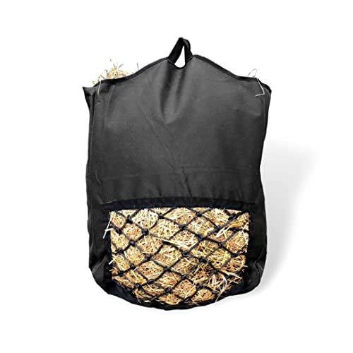 Heusack für Pferde Heutasche - Pferde Beschäftigung Heunetz für Pferde mit 5 kg Füllgewicht & Maschenweite 5x5cm (1x Schwarz) von Pferdelinis