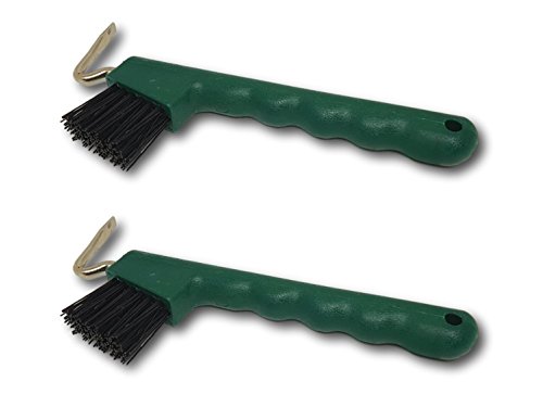 Hufkratzer für Pferde Esel Ziegen Huf mit extra stabiler Bürste und ergonomischen Griff (2x grün) von Pferdelinis
