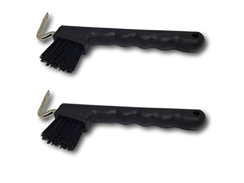 Hufkratzer für Pferde Esel Ziegen Huf mit extra stabiler Bürste und ergonomischen Griff (2x schwarz) von Pferdelinis