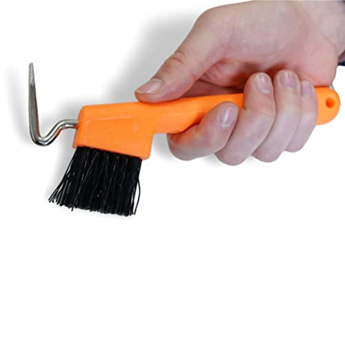 Hufkratzer für Pferde Esel Ziegen Huf mit extra Stabiler Bürste und ergonomischen Griff (Neon-Orange (1x)) von Pferdelinis