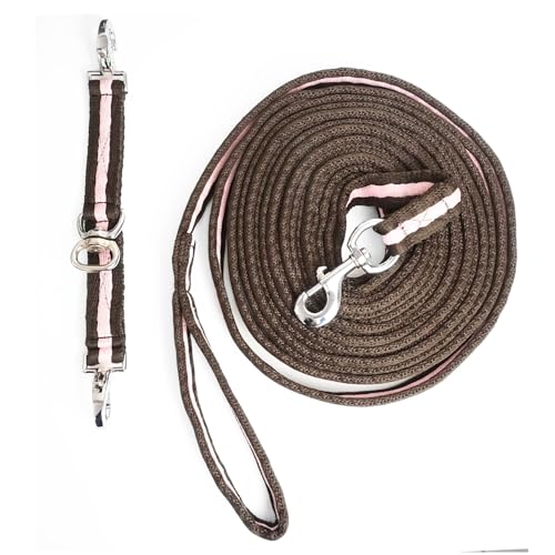 Longe mit Longierbrille Pferde Set, farblich perfekt abgestimmt, Pferde Zubehör für Longieren, Bodenarbeit (Braun Rosa) von Pferdelinis