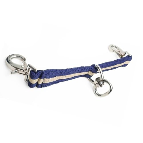 Longierbrille Pferd mit Karabiner - ideal für die Longe für gleichmäßiges Longieren, Gymnastizieren (Dunkelblau Creme) von Pferdelinis