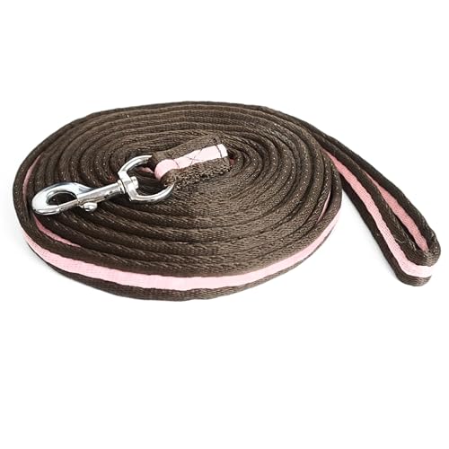 Longierleine für Pferde Longe Pferd ideal für Bodenarbeit, Gymnastizierung, Softlonge Länge 8m (Braun Rosa) von Pferdelinis