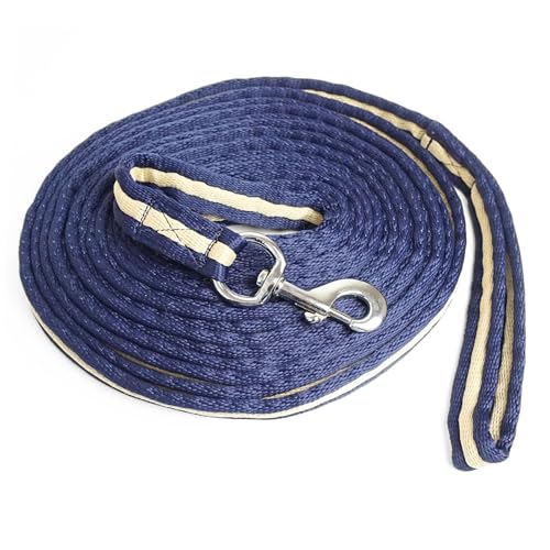 Longierleine für Pferde Longe Pferd ideal für Bodenarbeit, Gymnastizierung, Softlonge Länge 8m (Dunkelblau Creme) von Pferdelinis