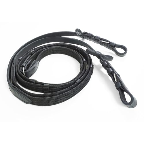 Pferdelinis Trensen Zügel Zügel für Pferde, langlebige Gurtzügel in Schwarz oder Braun, Breite 18mm, Länge 2,9m (Schwarz) von Pferdelinis