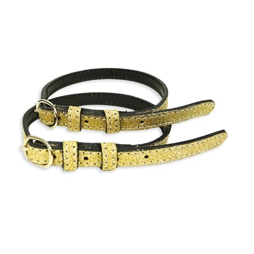 Sporenriemen Leder 2 Stück Leder Riemen für Sporen Ersatzriemen größenverstellbar Perfekter Halt Reitsporen (Glitzer Gold) von Pferdelinis