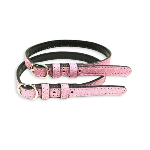Sporenriemen Leder 2 Stück Leder Riemen für Sporen Ersatzriemen größenverstellbar Perfekter Halt Reitsporen (Glitzer Pink) von Pferdelinis