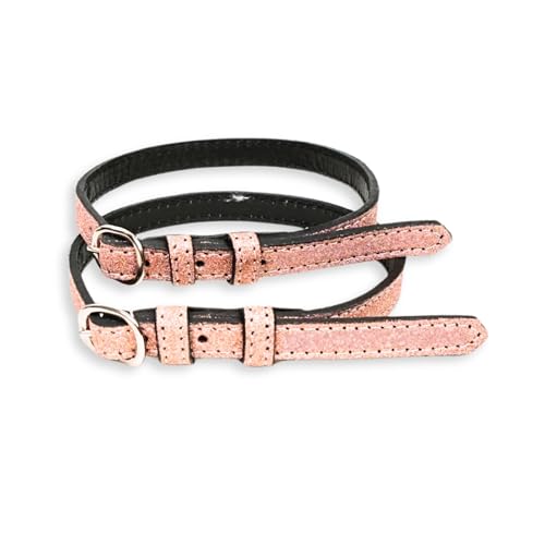 Sporenriemen Leder 2 Stück Leder Riemen für Sporen Ersatzriemen größenverstellbar Perfekter Halt Reitsporen (Glitzer Rosegold) von Pferdelinis