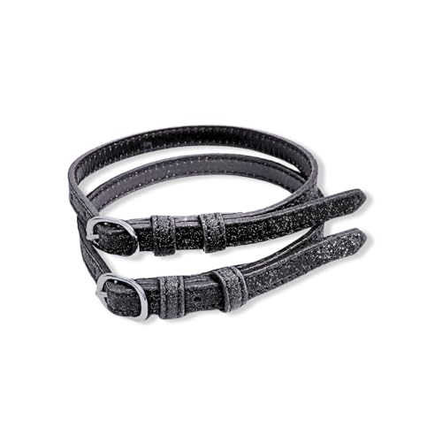 Sporenriemen Leder 2 Stück Leder Riemen für Sporen Ersatzriemen größenverstellbar Perfekter Halt Reitsporen (Glitzer Schwarz) von Pferdelinis