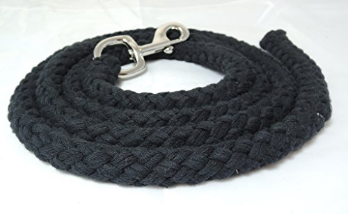 Führstrick aus Baumwolle mit Kern 2 mtr in schwarz mit Karabiner Silber Führstrick aus Baumwolle mit Kern 2 mtr in schwarz mit Karabiner Silber von Pferdeseile_DE