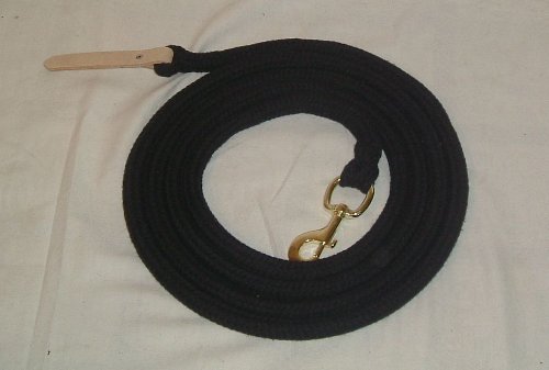 TLP Bodenseil 3,65 mtr in schwarz- Bodenleine Baumwolle Karabiner Gold von Pferdeseile_DE