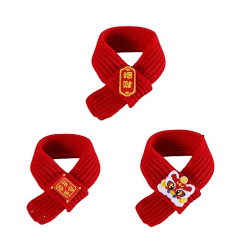 Pffiocix 3 x Haustier-Schal für Hunde und Katzen, chinesisches Schlangenjahr, Festival, warmes Strickhalsband, Schal für kaltes Wetter von Pffiocix